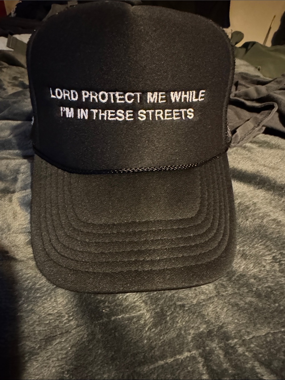 OTTO Black Trucker Cap with White Embroidered Text